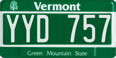 VT license plate YYD757