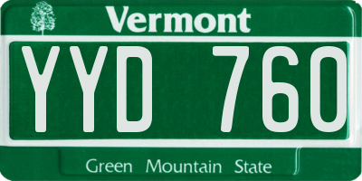 VT license plate YYD760