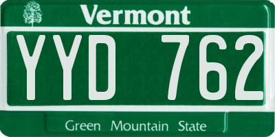 VT license plate YYD762