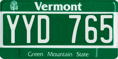 VT license plate YYD765