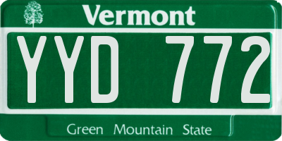 VT license plate YYD772
