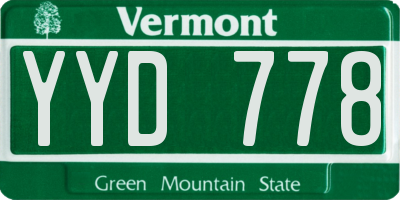 VT license plate YYD778