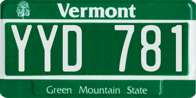 VT license plate YYD781