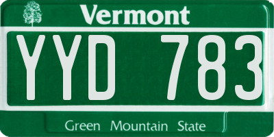 VT license plate YYD783