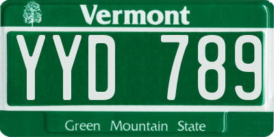 VT license plate YYD789