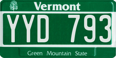 VT license plate YYD793
