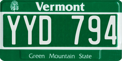 VT license plate YYD794