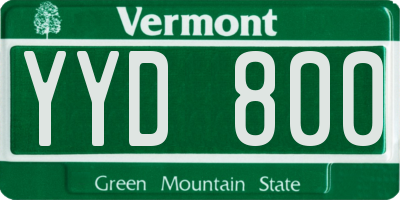 VT license plate YYD800
