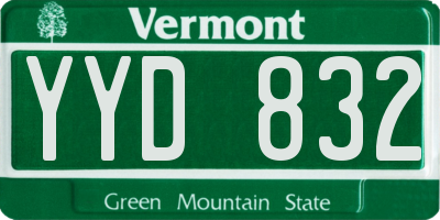 VT license plate YYD832