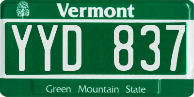 VT license plate YYD837