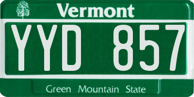 VT license plate YYD857