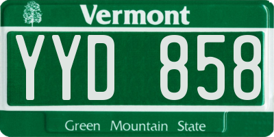 VT license plate YYD858