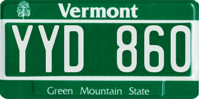 VT license plate YYD860