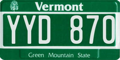 VT license plate YYD870