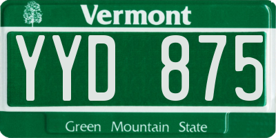VT license plate YYD875