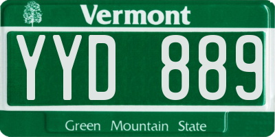 VT license plate YYD889