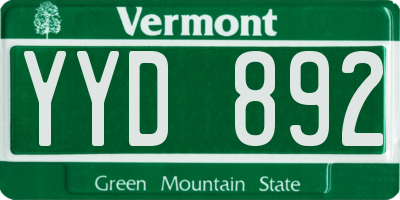 VT license plate YYD892