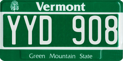 VT license plate YYD908