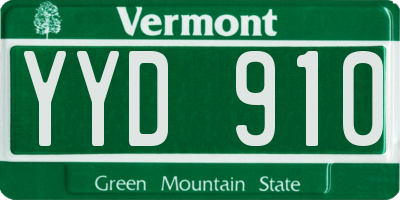 VT license plate YYD910
