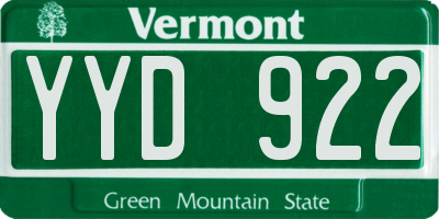 VT license plate YYD922