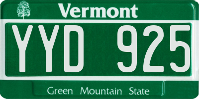 VT license plate YYD925