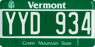 VT license plate YYD934