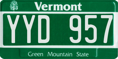VT license plate YYD957
