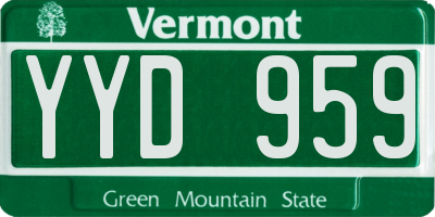 VT license plate YYD959