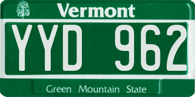 VT license plate YYD962