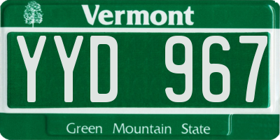 VT license plate YYD967