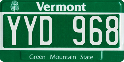 VT license plate YYD968