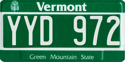 VT license plate YYD972