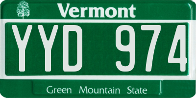 VT license plate YYD974