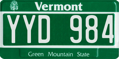 VT license plate YYD984