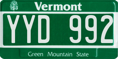 VT license plate YYD992