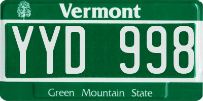 VT license plate YYD998