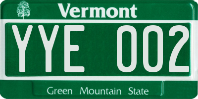 VT license plate YYE002