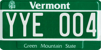 VT license plate YYE004