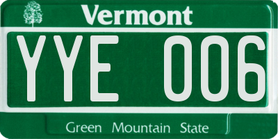 VT license plate YYE006