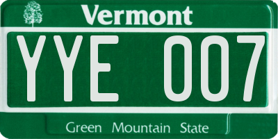 VT license plate YYE007