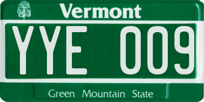 VT license plate YYE009