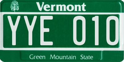 VT license plate YYE010