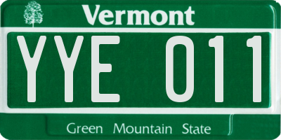 VT license plate YYE011