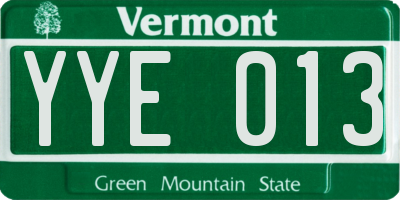 VT license plate YYE013