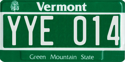 VT license plate YYE014