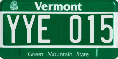 VT license plate YYE015