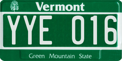 VT license plate YYE016