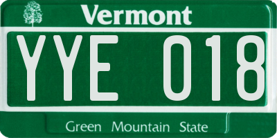VT license plate YYE018