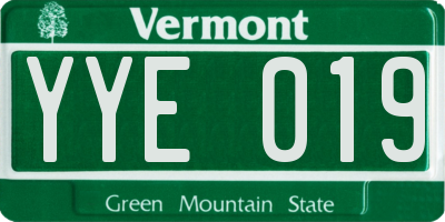VT license plate YYE019