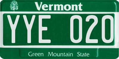 VT license plate YYE020